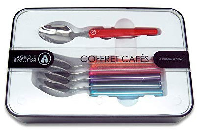 Laguiole Evolution 000127 Kaffeelöffel-Set, aus Edelstahl, mit Griff, Mehrfarbig, 6 Stück