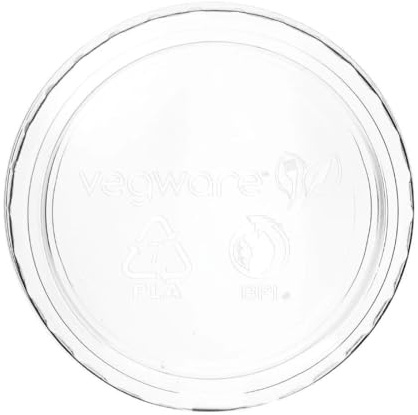 Vegware PLA lid for 2/4oz Pots | Compostable plant-based design provides a secure, leak-resistant seal for busy commercial catering and takeaway use.