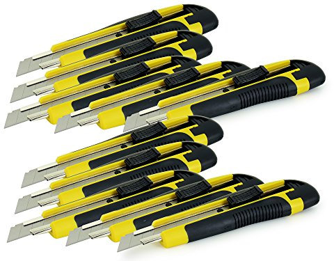 10 x Cuttermesser mit 18mm Trapezklinge - Günstiges Set für Heimwerker und Profis