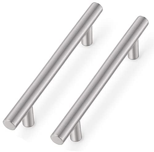 Probrico Brushed Nickel Stainless Steel Cabinet Door Handle Drawer Pulls Cupboard Knobs Cabinet Hardware (128mm/5 Hole Centers - 192mm7.5 Long) 5 Pack