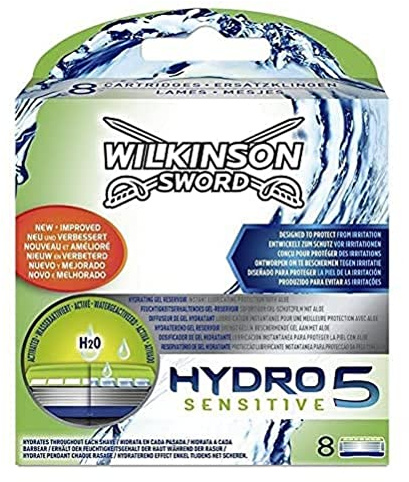 Wilkinson Sword Hydro 5 Sensitive Rasierklingen Klingen, für Herren Rasierer, 8 St