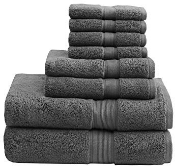 Madison Park Toallas de baño turcas de Lujo de 800 g/m², 100% algodón, Altamente absorbentes, largas y extragrandes, 8 Piezas, Incluye 2 Toallas de baño, 2 Toallas de Mano y 4 Toallas faciales, Color