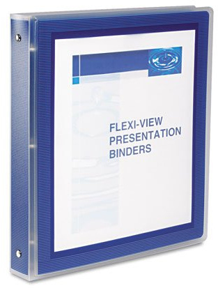 Avery® Flexi-View® 3 Ring Binder, 1 Round Rings, Navy Blue, Pack of 12