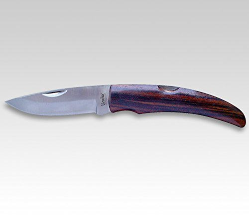 Linder Schließmesser, rostfrei, Holzschalen d'braun, Heft 12 cm, Klappmesser