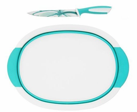 TrendTeleShop Faltbares Schneidebrett inkl. Chefmesser Set 2tlg. Türkis aus TV