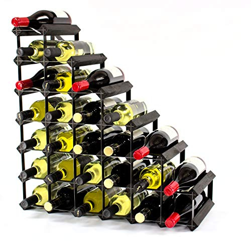 Classic Understairs Black Stained Wood and Black Metal Wine Rack Ready Assembled