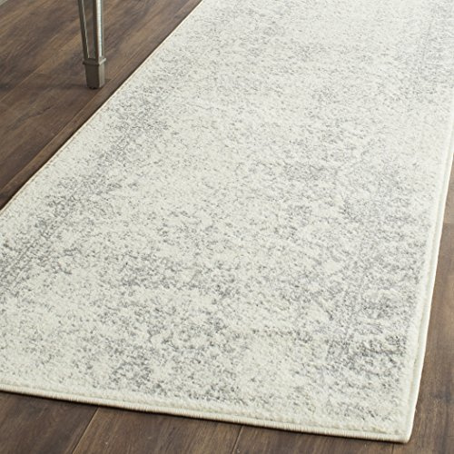 SAFAVIEH Adirondack Collection Runner Rug - 2'6 x 6', Ivory & Silver, Distressed Vintage Floral Design, Non-Shedding & Easy to Clean, Ideal for Hallway, Foyer, Entryway, Bedroom (ADR109C)
