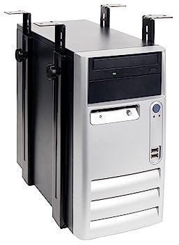 Dataflex Viewgo Supporto Computer - Scrivania 183 Nero, staffa di sospensione per PC in acciaio regolabile, supporto per PC sotto la scrivania, montaggio orizzontale e verticale con capacità di 35 kg