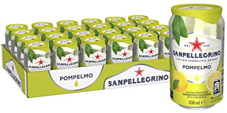 Sanpellegrino | Grapefruit Limonade | Pompelmo | Hoher Fruchtanteil 16% frisch gepresster Grapefruit | Leicht herbe Geschmacksnote | Ideal für unterwegs | 24er Pack (24 x 0,33l) Einweg Dosen
