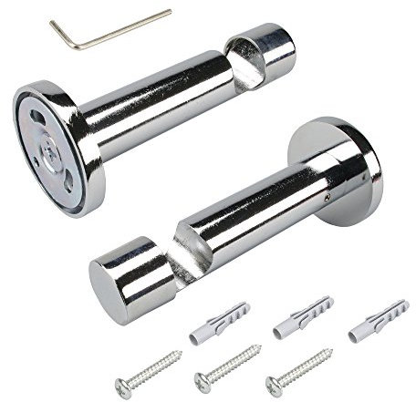 Liedeco Träger mit Schraubkappe, 1-läufig | Gardinenstangen 20 mm Piano Klavierlack-Serie | 1 Stück | Chrom-Glanz