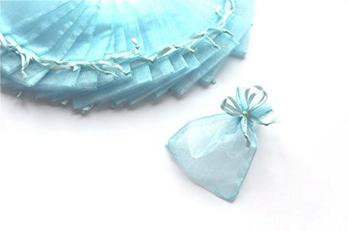 Schnoschi 75 Stück Organzabeutel Organzasäckchen 10 x 7,5 cm hellblau