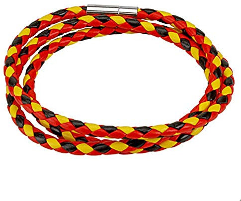 Paula & Fritz® - Pulsera de piel con cordón Multi negro tejido y trenzado amarillo
