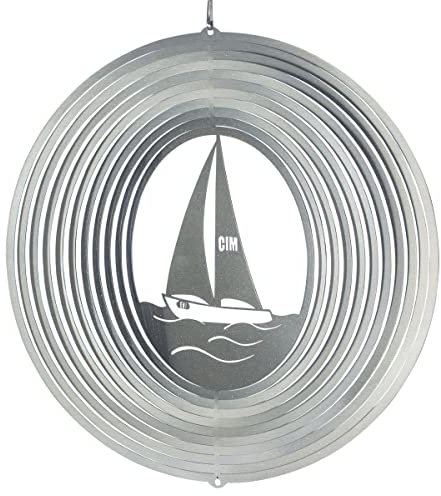 CIM Edelstahl Windspiel - SEGELBOOT 290 - lichtreflektierend - Abmessung: 29x30cm - inkl. Aufhängung - Gartenddeko Metall
