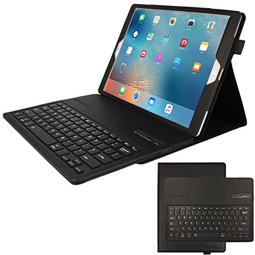 TECHGEAR STRIKE FOLIO Keyboard Case fits Apple iPad Pro 12.9 (2017 / 2nd Gen & 2015 / 1st Gen) - PU Leather Case with Built in Detachable Bluetooth Wireless UK QWERTY Keyboard and Stand (Black)