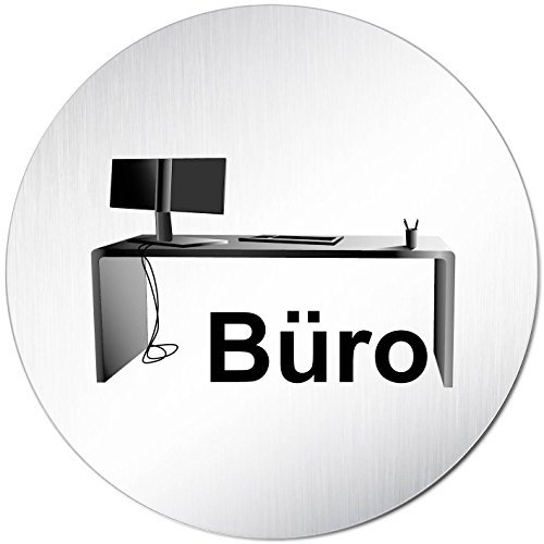 'Puerta Cartel Nota Cartel Oficina 3d aluminio (anodizado) redondo 100 mm de diámetro