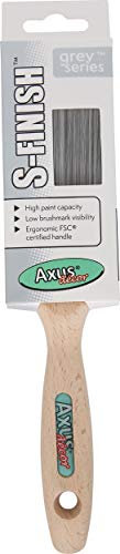 Axus Decor S-Finish Paint Brush (Grey Color) - 2/50mm - For All Paints, Synthetic Filaments, Birchwood Handles, Rust-Resistant Stainless Steel, Compatible with Brushmate vapour boxes