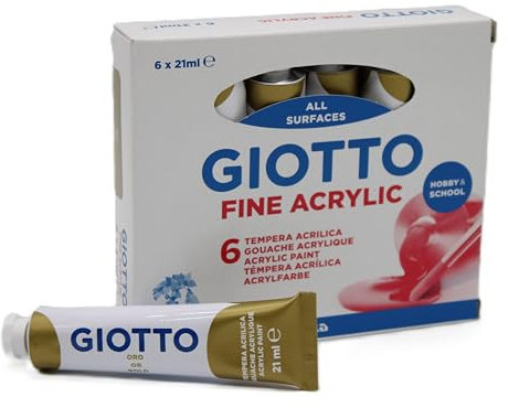 GIOTTO Lot de 6 gouache acrylique Giotto tube 21 ml doré