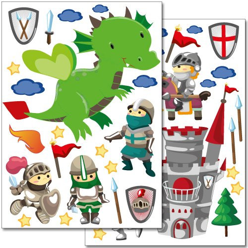 WANDKINGS Wandsticker Ritter Sticker Set - über 40 Aufkleber auf 2 DIN A4 Bögen
