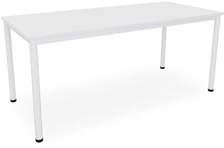 Dila GmbH Schreibtisch/Besprechungstisch in verschiedenen Größen und Farben weißes Metallgestell Konferenztisch Arbeitstisch (B: 180 cm x T: 80 cm, Weiß)