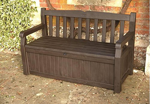 Keter Eden Plastic Garden Storage Bench Box - 265 Litre capacity Brown