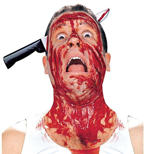 NET TOYS Halloween Harreif Messer im Kopf Horror Accessoire Grusel Haarreifen Kopfbedeckung Kostüm Zubehör