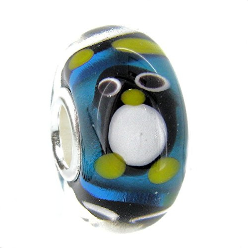 Queenberry, Charm-Glasperle, Sterlingsilber, Pinguin-Motiv, im europäischen Stil