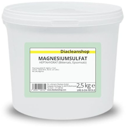 Magnesiumsulfat 2,5kg - Bittersalz - Epsom Salz - Epsomit - in Pharmaqualität (reiner als Lebensmittelqualität) – Magnesiumbäder
