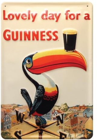 Guinness Metal Sign With Iconic Toucan On A Weathervane (20Cm X 30Cm)