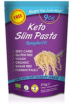 Keto Slim Spaghetti Pasta (Pack of 5 x 270g) Organic Konjac Flour & Oats Shirataki Noodles, Zero Carb, Low Calorie, Gluten, Fat & Sugar Free, Vegan High Fibre Ready to Eat, Paleo Diet Friendly