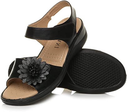 AJVANI low wedge heel hook & loop strap flower comfort sandals size 6 39