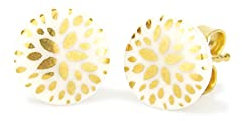 lille mus Porzellan-Ohrstecker BLUMENSTERN - Weiß/Gold