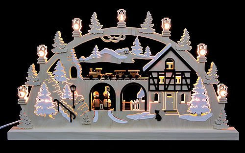 Unbekannt 3D-Doppelschwibbogen - Eisenbahn - 62 x 37 x 5,5 cm - Original Erzgebirge Schwibbögen - Michael Müller