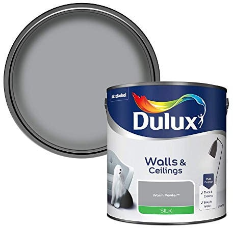 Dulux Silk Emulsion Paint For Walls And Ceilings - Warm Pewter 2.5 Litres
