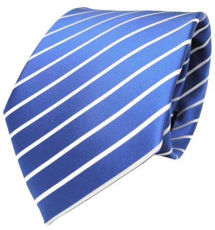 TigerTie Designer Krawatte in blau hellblau azurblau weiß gestreift