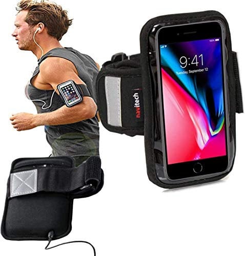 Navitech Black/Silver Neoprene Water Resistant Sports Gym, Jogging/Running Armband Case For MP3 Players Such As: Philips Go Gear