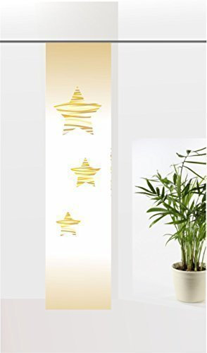 gardinen-for-life Flächenvorhang Wave Stars Gold, Weihnachten Schiebevorhang mit Druck-Motiv, Gr.60x260 cm Tolles Motiv