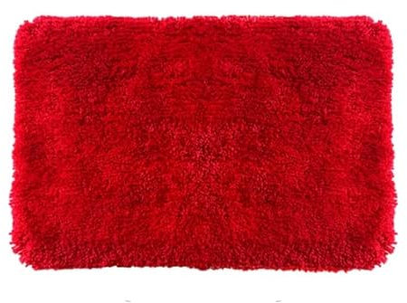 Spirella Badteppich Badematte Duschvorleger Mikrofaser Hochflor |flauschig | rutschhemmend | geeignet für Fußbodenheizung | 80x150 cm | Rot, Red, 80 x 150 cm