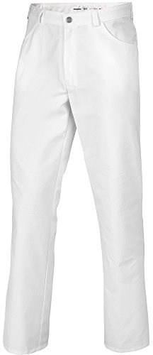 BP 1643-558-21-XSn Unisex-Hose, Jeans-Stil mit verstellbarem Gummizug hinten, 245,00 g/m² Stoffmischung, weiß, XSn