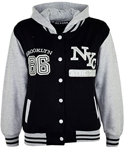 A2Z 4 Kids Unisex Kinder Mädchen Jungen Baseball Bequem NY ATHLETIC - NY Jacket Black 13