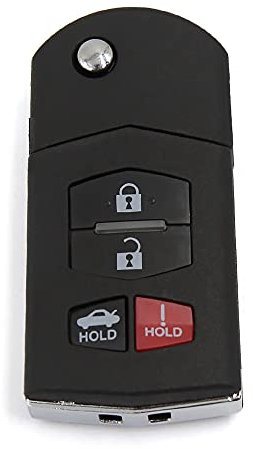 sourcing map New Smart Remote Flip Key Fob Shell Case 4 Button for Mazda 3 5 RX-8 CX-7 CX-9 2007-2010