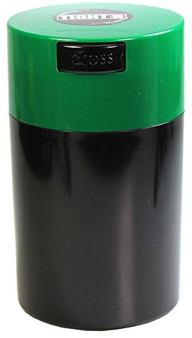 Tightvac - Contenedor de Almacenamiento portátil hermético Multiusos al vacío de 1 a 6 onzas para Productos Secos, Alimentos y Hierbas, Tapa Verde Oscuro y Cuerpo Negro