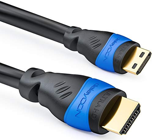 deleyCON 2m Mini HDMI Kabel HDMI 2.0/1.4a Kompatibel - ARC 3D 4K Ultra HD 1080p 2160p High Speed mit Ethernet - Schwarz