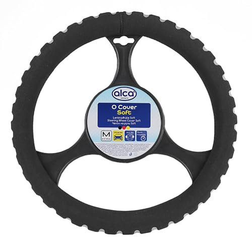 alca® Lenkradhülle Soft grau schwarz 37-39 cm weicher Schaumstoff Universal Auto Lenkradbezug Lenkradschutz langlebig Anti-rutsch wärmend