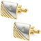 JewelryWe Legierung Manschettenknöpfe Manschetten Knöpfe Strass Gold Silber Streifen Gestreift Hemd Business Hochzeit Wedding Herren