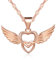 Infinite U 925 Sterling Silver Double Hearts Angel Wings Pendant Women's Necklace,Rose Gold