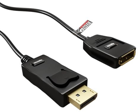 rhinocables - DisplayPort Extension Cable | High-Speed 10.8 Gbit/s | Crystal Clear Audio & Video | Locking Gold Connectors | Versatile Lengths, Black, 5m