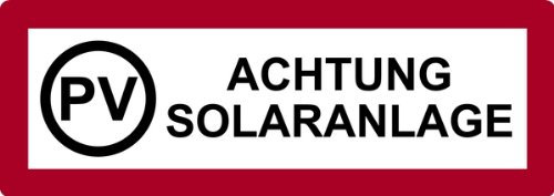 Aufkleber PV Achtung Solaranlage 74x210mm