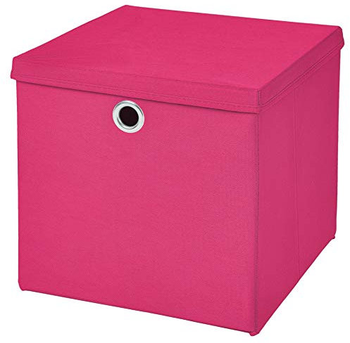 1 Stück Faltbox Pink 28 x 28 x 28 cm Aufbewahrungsbox faltbar mit Deckel