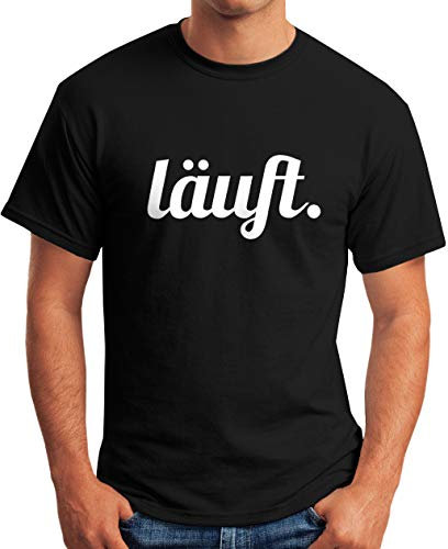 MoonWorks Cooles lustiges Herren T-Shirt - läuft - Fun-Shirt schwarz S