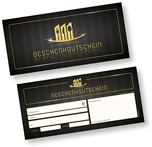 tatmotive 50 Stück Gutscheine Restaurant Gastronomie Geschenkgutscheine | Hochwertiger 300g Karton, DIN lang Format, stempelbar, ideal zur Kundenbindung im Gastgewerbe.